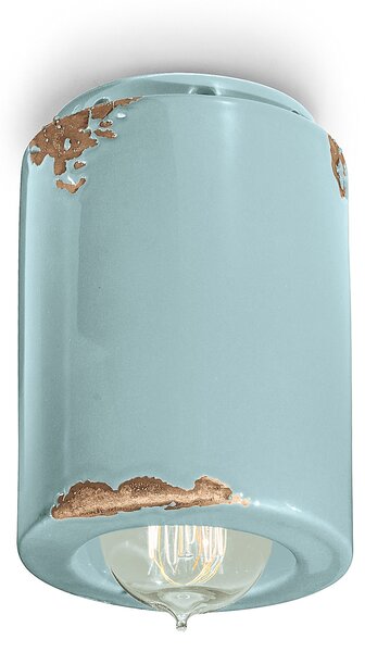 Plafoniera Vintage Ceramica Azzurra 1 Luce E14