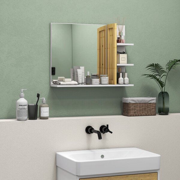 HOMCOM Specchiera Bagno Moderna da Parete a 4 Ripiani in Legno, 45x15x58.5cm, Bianco | Aosom Italy