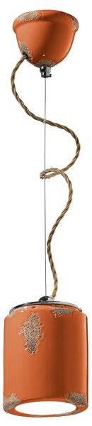 Lampadario Vintage Ceramica Arancio 1 Luce E27