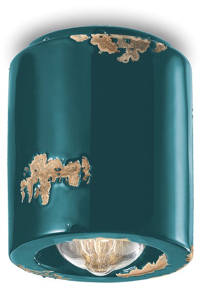 Plafoniera Vintage Cilindrica Ceramica Verde 1 Luce E27