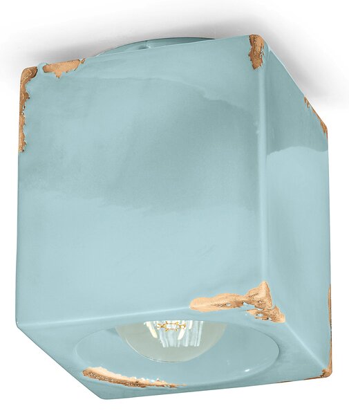 Plafoniera Vintage Ceramica Azzurra 1 Luce E27