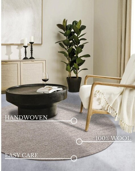 Tappeto rotondo marrone chiaro in lana tessuto a mano ø 160 cm Francois - Villeroy&Boch