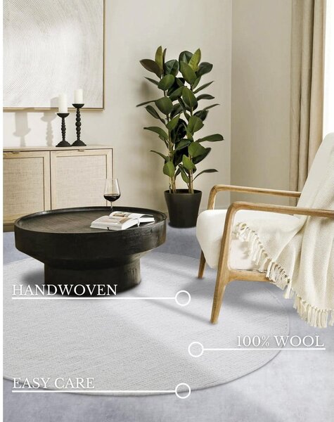 Tappeto rotondo bianco in lana tessuto a mano ø 160 cm Francois – Villeroy&Boch