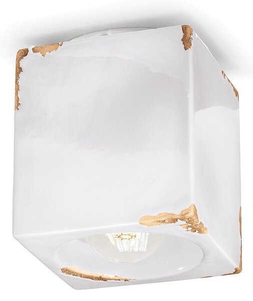 Plafoniera Vintage Ceramica Bianca 1 Luce E27
