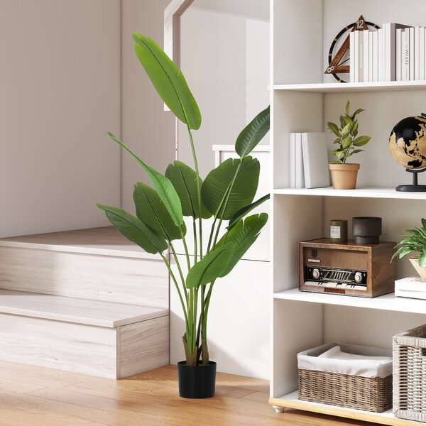 HOMCOM Pianta Artificiale da 160 cm a 10 Foglie in PEVA Verde con Vaso da Ø16.5x13.5 cm | Aosom Italy
