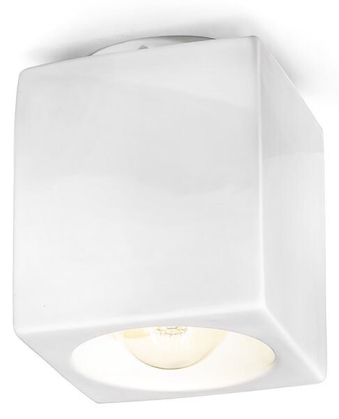 Plafoniera Vintage Ceramica Smaltata Bianco 1 Luce E27