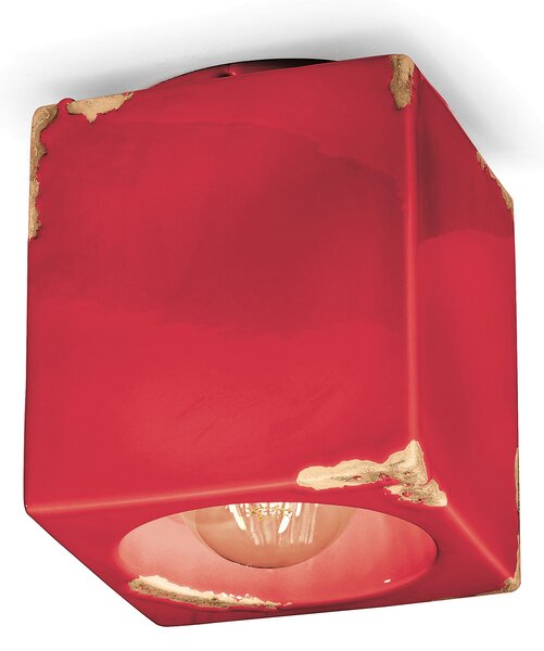 Plafoniera Vintage Ceramica Rossa 1 Luce E27