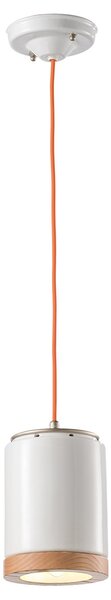 Lampadario Vintage Mateca Ferro E Ceramica Smaltata Bianco 1 Luce E27