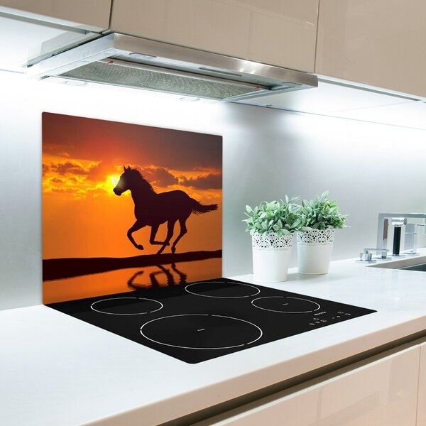 Tagliere in vetro Cavallo tramonto 60x52 cm