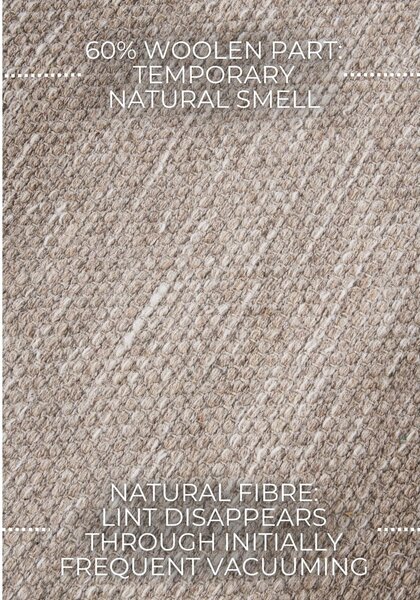 Tappeto beige tessuto a mano in lana 60x90 cm Pradesh Linen White - Elle Decoration