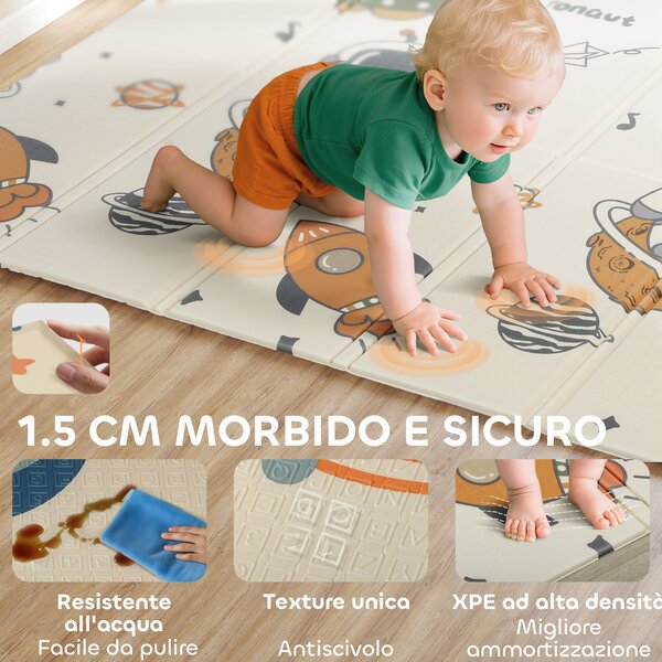 AIYAPLAY Tappeto per Bambini 0-6 Anni a Tema Spazio con Superficie Impermeabile in XPE Multicolore, 196x176x1.5 cm | Aosom Italy