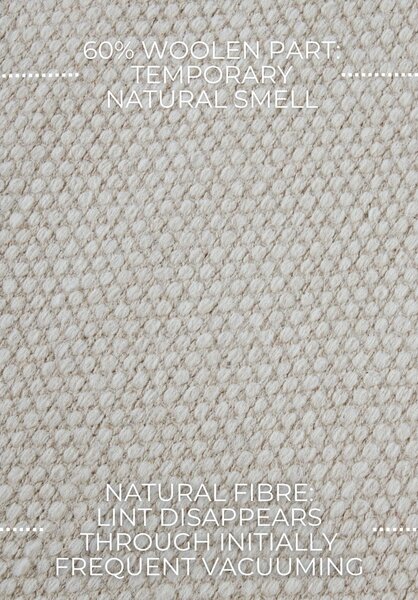 Tappeto color crema tessuto a mano in lana 80x150 cm Pradesh Natural White - Elle Decoration