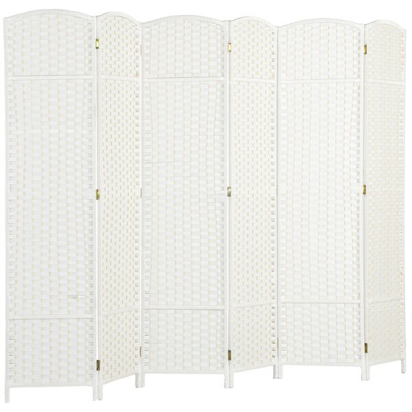 HOMCOM Paravento Divisorio da Interni Pieghevole a 6 Ante Intrecciato, 240x170 cm, Bianco | Aosom Italy