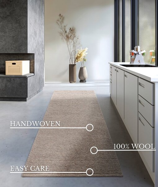 Passatoia marrone chiaro in lana tessuta a mano 80x200 cm Francois - Villeroy&Boch