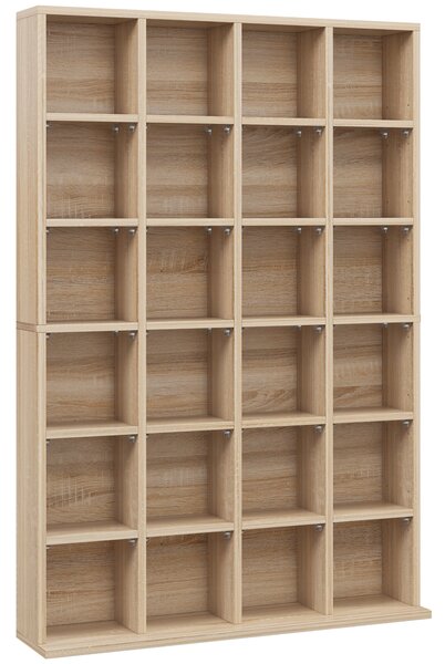 HOMCOM Mobile Porta CD con Ripiani Regolabili per 456 CD o 336 DVD, 24 Scomparti, 89x20x130.5 cm, Legno | Aosom Italy