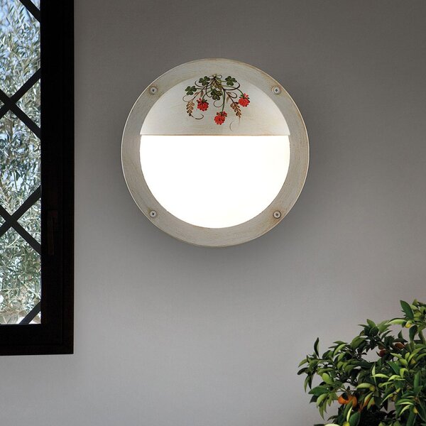 Applique Esterno Classica Brindisi Metallo Ceramica Bianco Sfumato 1 Luce E27