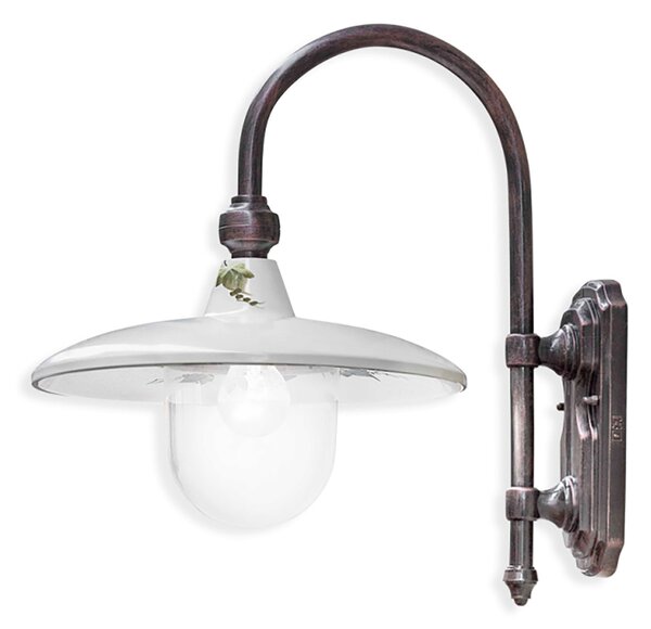 Applique Esterno Classica Campobasso Metallo E Ceramica Nero Sfumato 1 Luce E27