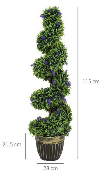 HOMCOM Set 2 Piante Artificiale a Spirale in PE da 115 cm con Vaso Incluso, Verde e Blu | Aosom Italy