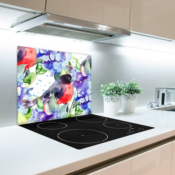 Tagliere in vetro temperato Uccello e fiori 60x52 cm