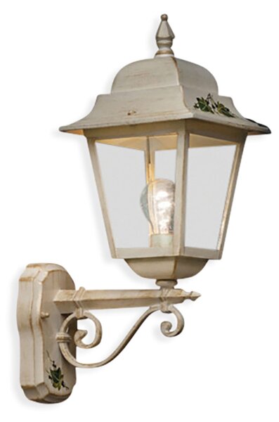 Applique Esterno Classica Gorizia Metallo E Ceramica Bianco Sfumato 1 Luce E27