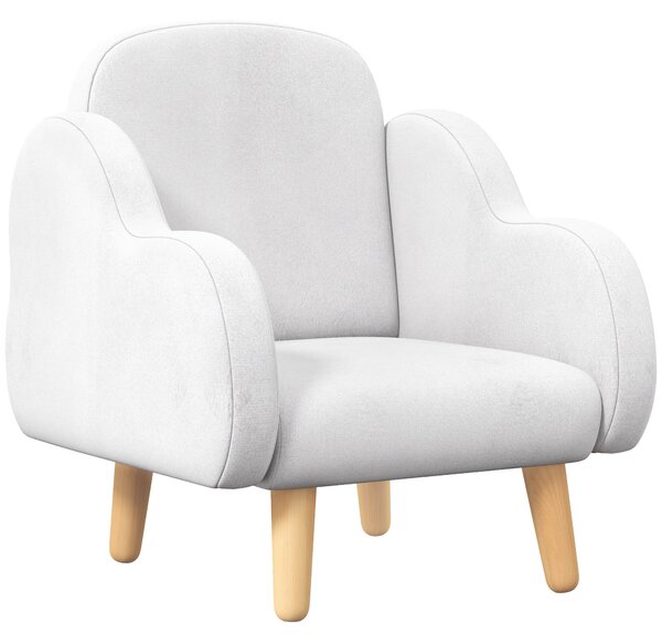 ZONEKIZ Poltrona per Bambini in Stile Scandinavo con Braccioli a Nuvola in Tessuto Bianco, 46x51x55 cm | Aosom Italy