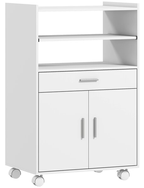 HOMCOM Mobile Microonde in Legno con Cassetto, Armadietto a 2 Ante e 2 Ripiani, 59x40x92 cm, Bianco | Aosom Italy