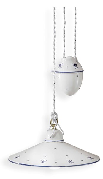 Sospensione Saliscendi Classica Asti Ceramica E Ottone Decorato 30 Cm 1 Luce E27