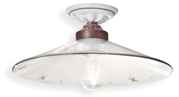 Plafoniera Classica Asti Ferro E Ceramica Nero Sfumato Rame Decorato 1 Luce E27