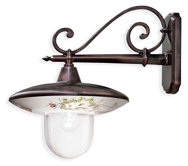 Applique Esterno Classica Latina Metallo E Ceramica Nero Sfumato Rame 1 Luce E27