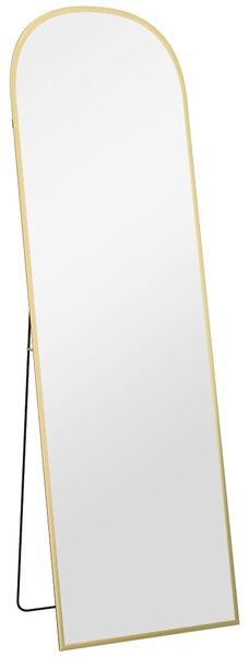 HOMCOM Specchio da Terra e Parete Moderno in Lega di Alluminio con Supporto Pieghevole, 50x170cm, Oro | Aosom Italy