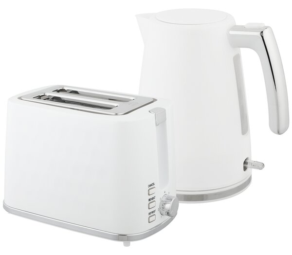 HOMCOM Set Bollitore Elettrico da 1.7L 2200W con Termostato e Tostapane Doppio con 7 Livelli di Doratura, Bianco | Aosom Italy