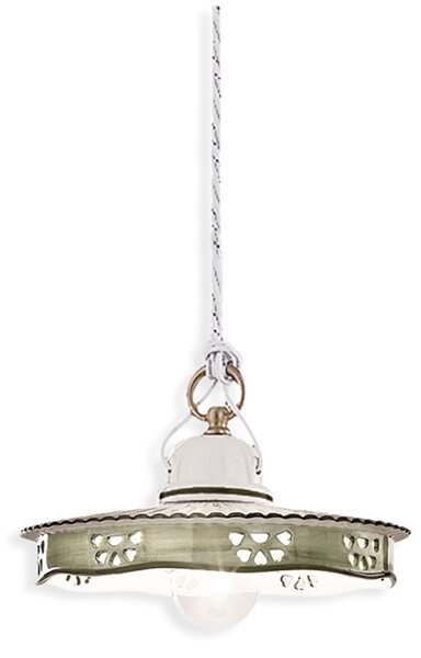 Lampadario Classico Alessandria Ceramica E Ottone Satinato Decorato 1 Luce E27