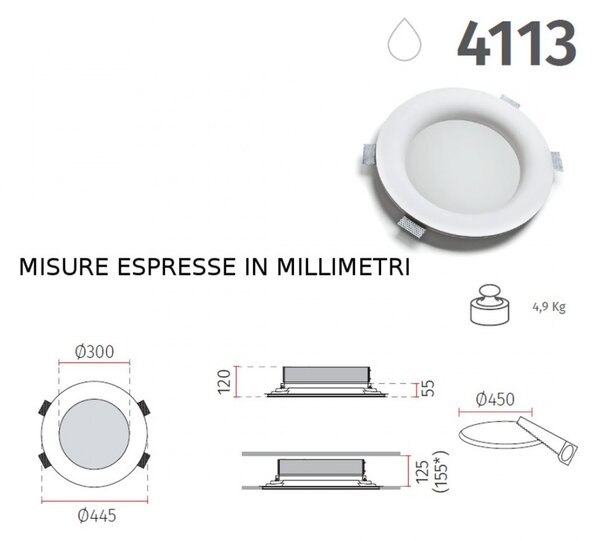 Faretto incasso gesso 9010 belfiore feng 4113 3013 led wireless ip44 ip20 lampada soffitto - Belfiore - 9010