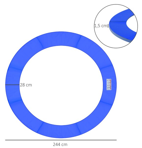 HOMCOM Copertura di Protezione per Trampolino elastico Ø305 cm, in Plastica e PE con Imbottitura da 15 mm, Blu|Aosom