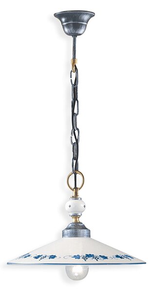 Lampadario Classico Asti Metallo E Ceramica Nero Sfumato Argento 1 Luce E27