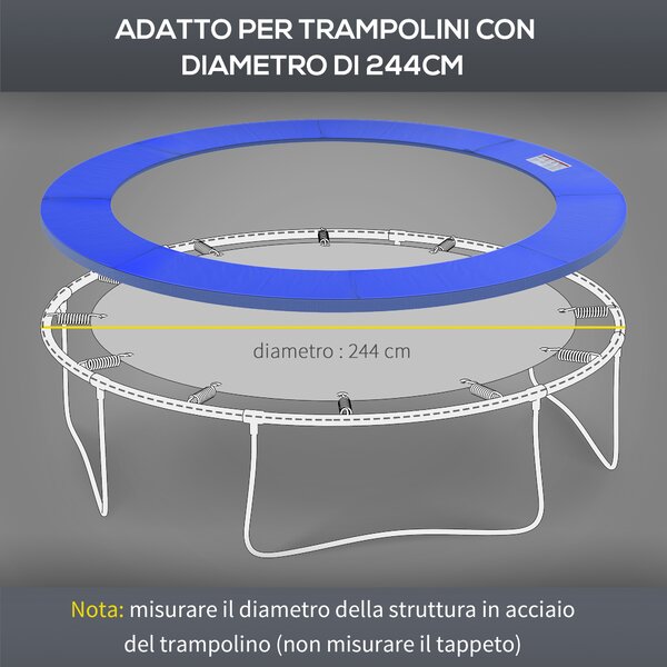 HOMCOM Copertura di Protezione per Trampolino elastico Ø305 cm, in Plastica e PE con Imbottitura da 15 mm, Blu|Aosom
