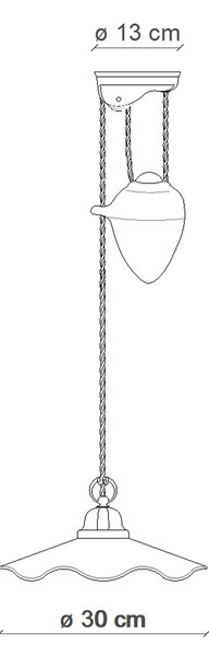 Lampadario Classico Belluno Ottone Satinato E Ceramica Decorato 1 Luce E27