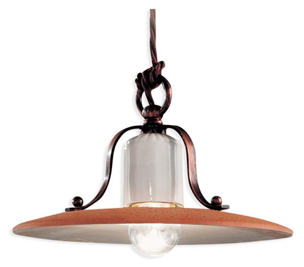 Lampadario Classico Bologna Metallo E Ceramica Nero Sfumato Rame 24Cm 1 Luce E27