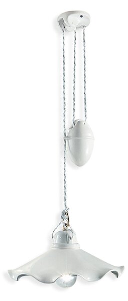 Lampadario Classico Belluno Ottone Satinato E Ceramica Decorato 1 Luce E27