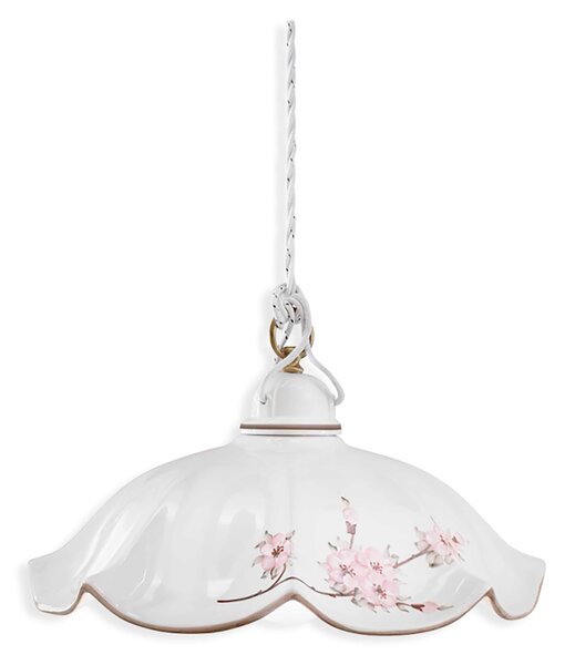 Lampadario Classico Belluno Ceramica E Ottone Satinato Decorato 1 Luce E27