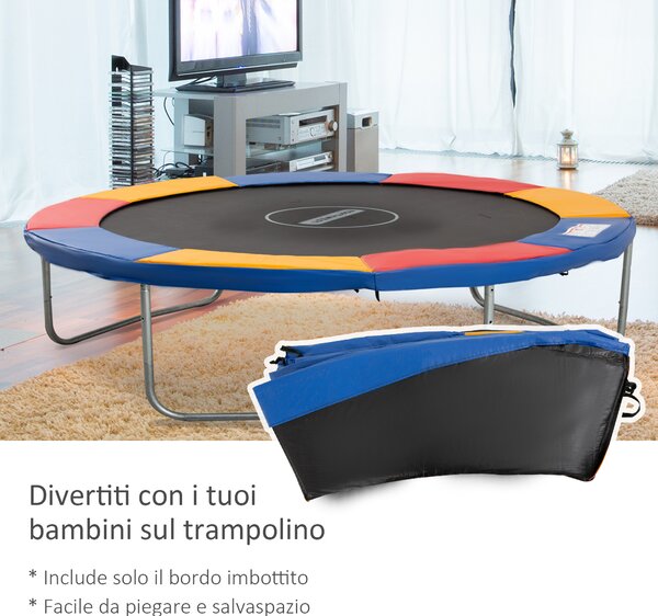 Outsunny Copertura Bordo di Protezione per Trampolino Elastico in PVC Rosso Blu Giallo ( Ø305cm )|Aosom