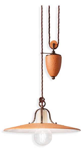 Lampadario Classico Bologna Metallo E Ceramica Nero Sfumato Rame 1 Luce E27