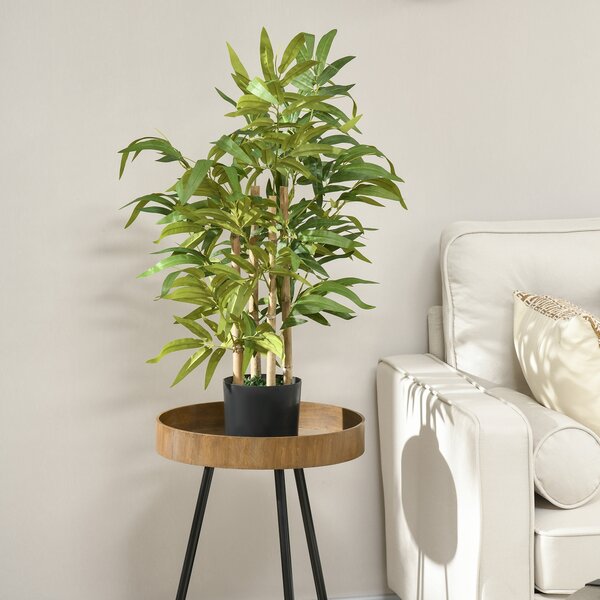 HOMCOM Pianta di Bambu Artificiale Alta 60 cm in Poliestere e PP Verde con Vaso in Cemento Ø15x12.5 cm | Aosom Italy