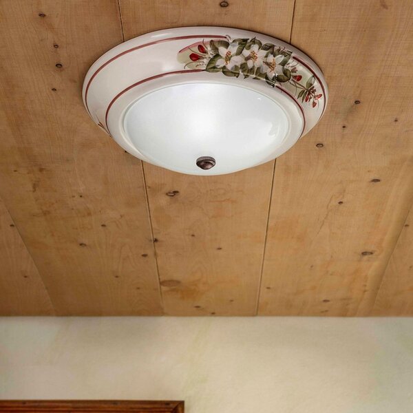 Plafoniera Classica Capua Ceramica E Ottone Satinato Decorato 1 Luce E27