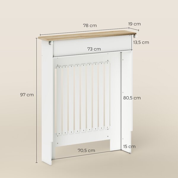 HOMCOM Copritermosifone a Doghe Antiribaltamento con Cassetto, in Legno, 78x19x97 cm, Bianco | Aosom Italy