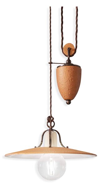Saliscendi Classico Bologna Metallo E Ceramica Nero Sfumato Rame 1 Luce E27