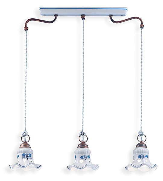 Lampadario Classico Chieti Metallo E Ceramica Nero Sfumato Argento 3 Luci E14