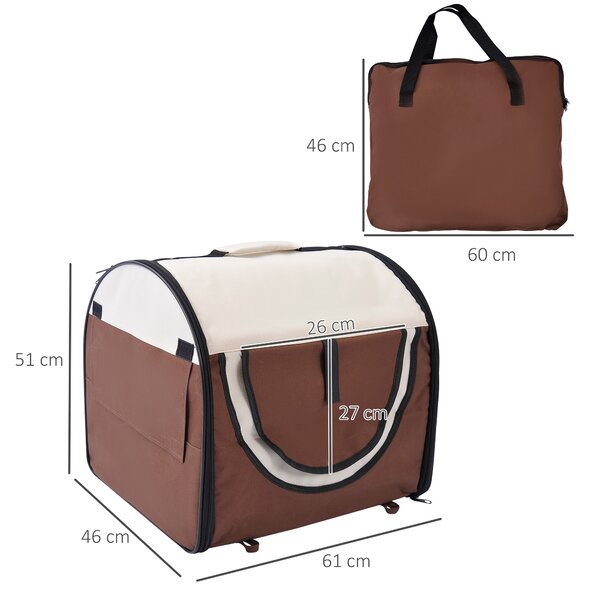 PawHut Trasportino Gabbia da Trasporto per Cani Gatti e Animali Domestici Pieghevole 61x46x51cm caffè|Aosom