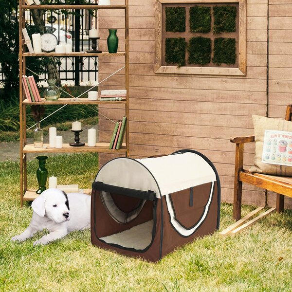 PawHut Trasportino Gabbia da Trasporto per Cani Gatti e Animali Domestici Pieghevole 61x46x51cm caffè|Aosom