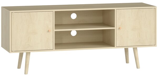 HOMCOM Mobile TV 55" max con 2 Armadietti e 2 Ripiani Aperti, in Legno e Truciolato, 120x34x50 cm, Color Legno | Aosom Italy